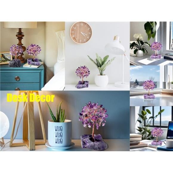 Amethyst Crystal Tree Crystals Healing Stones Reiki Natural Crystals Base Copper - Picture 4 of 7